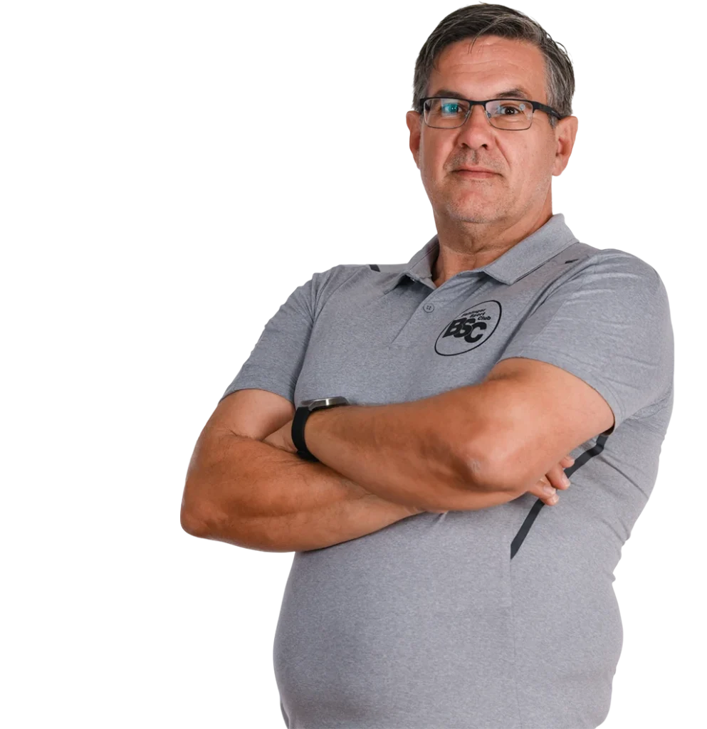 Jugendtrainer Manfred Obert im offiziellen BSC Shirt