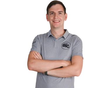 Jugendtrainer Tobias Adler im offiziellen BSC Shirt