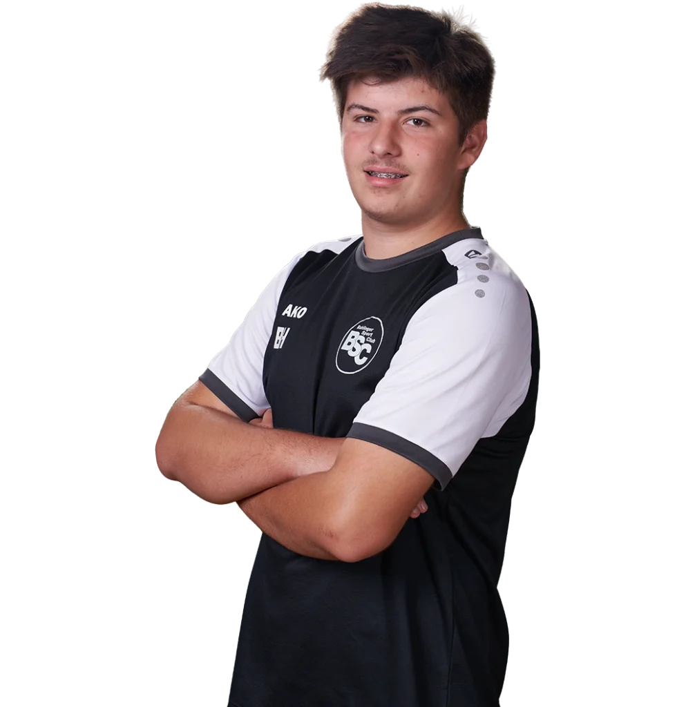 Jugendtrainer Ben Holderer im offiziellen BSC Shirt 2026
