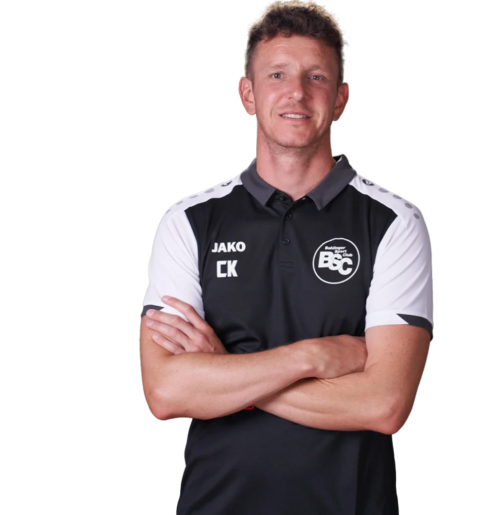 Torwarttrainer Chris Kern im offiziellen BSC Shirt 2026