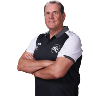 Jugendtrainer Rene Labusch im offiziellen BSC Shirt 2026